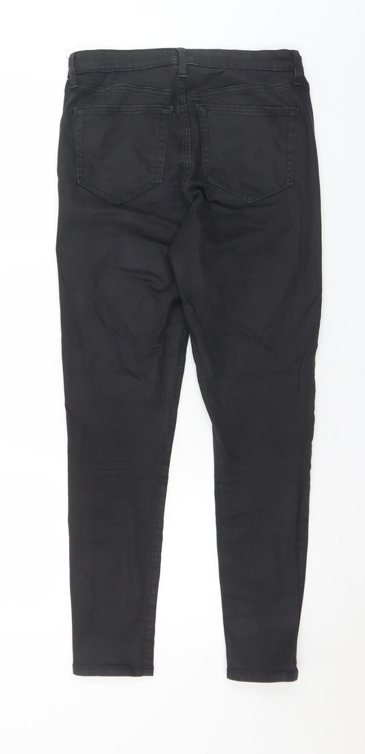 Topshop Womens Black Cotton Skinny Jeans Size 30 in L32 in Regular Button