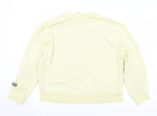 Divided Womens Yellow Cotton Pullover Sweatshirt Size M