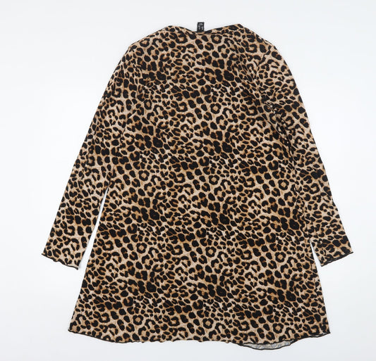 Topshop Womens Multicoloured Animal Print Polyester A-Line Size 12 Round Neck