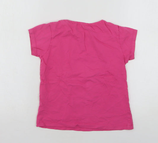 Disneyland Girls Pink Cotton Basic T-Shirt Size 8 Years Round Neck
