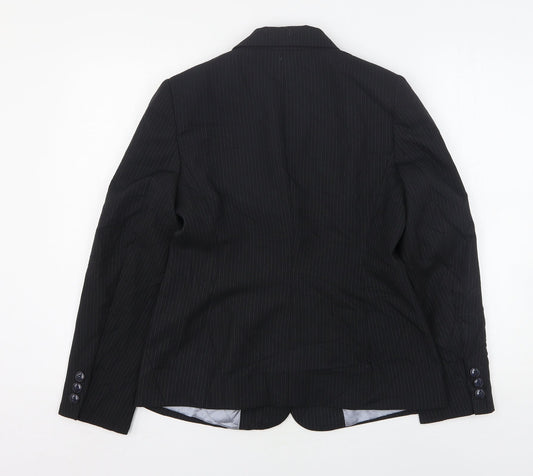 Debenhams Womens Black Striped Polyester Jacket Suit Jacket Size 10