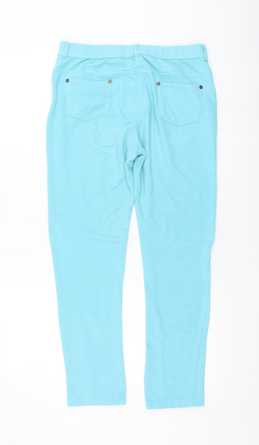 Preworn Womens Blue Cotton Trousers Size 30 in L27 in Regular Zip