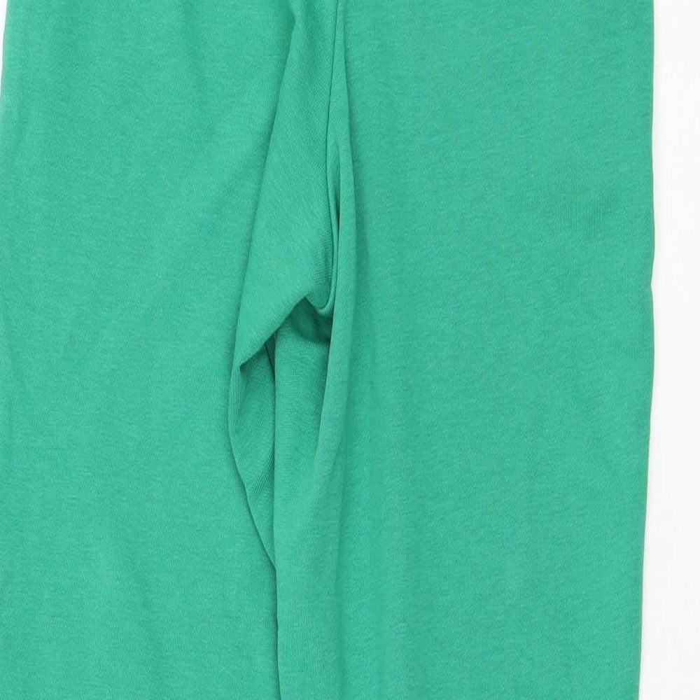 Marks and Spencer Womens Green Cotton Jogger Trousers Size 6 L26 in Regular