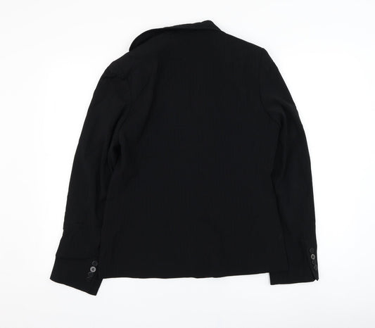 AMARANTO Womens Black Jacket Blazer Size 12 Button