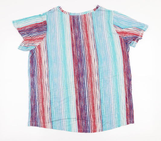 Lee Womens Multicoloured Striped Polyester Jersey Blouse Size XL Round Neck