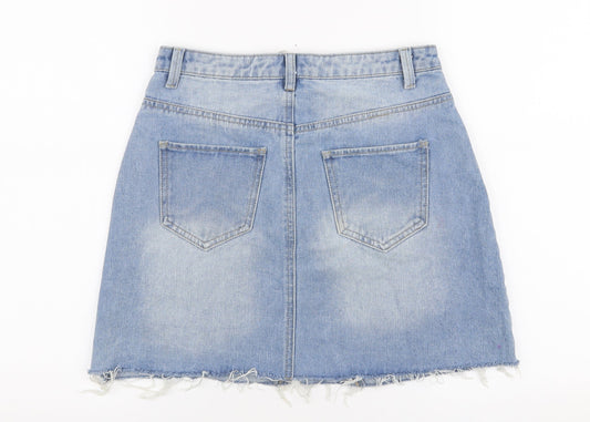 Denim Co Womens Blue Polyester A-Line Skirt Size 8 Zip