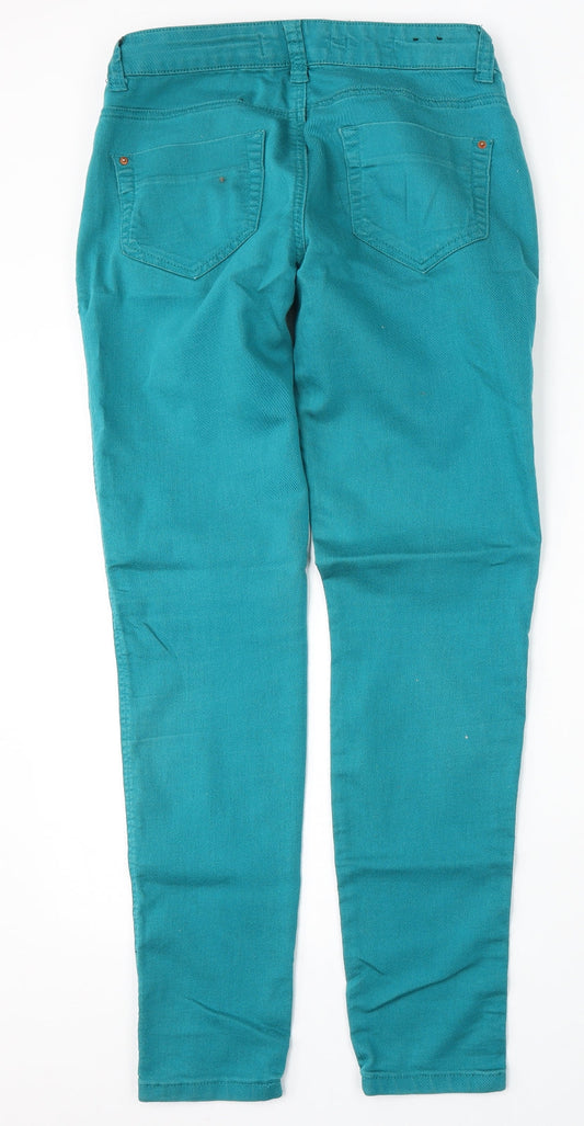 Yes Yes Womens Blue Cotton Skinny Jeans Size 10 L32 in Regular Button