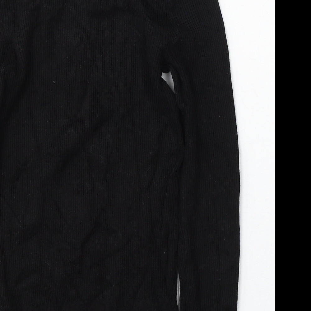 Marks and Spencer Womens Black Round Neck Viscose Pullover Jumper Size 8