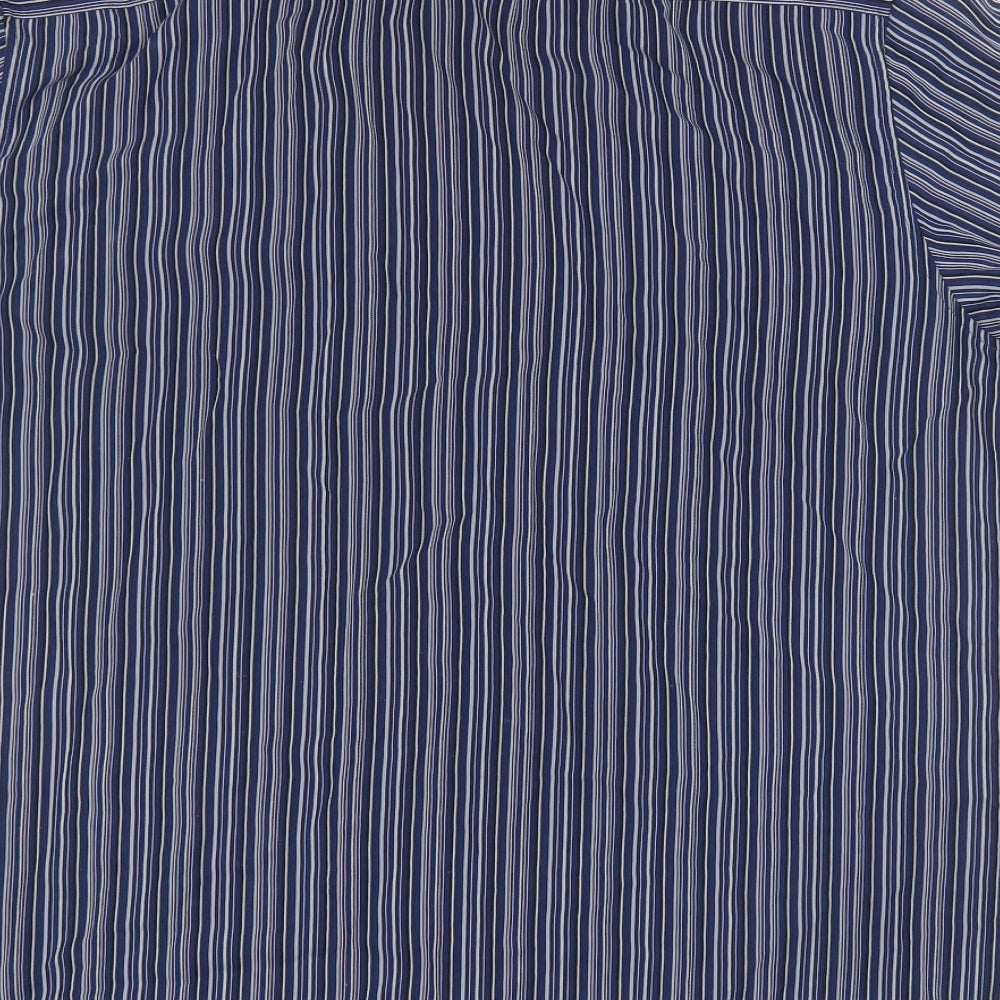 Atlantic Bay Mens Blue Striped Polyester Button-Up Size XL Collared