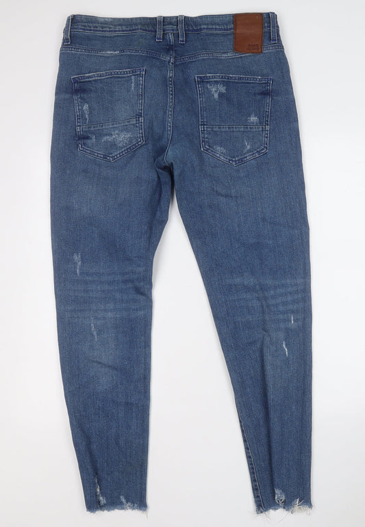 River Island Womens Blue Cotton Skinny Jeans Size 34 L32 in Regular