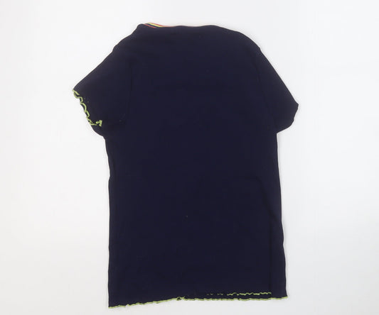 Marks and Spencer Girls Blue Round Neck Cotton Pullover Jumper Size 13-14 Years
