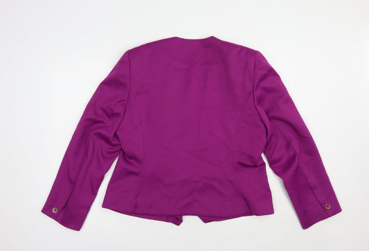Elle London Womens Purple Jacket Blazer Size 16 Button