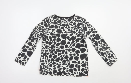 NEXT Girls Black Animal Print Cotton Pullover T-Shirt Size 10 Years Crew Neck Pullover - Hello