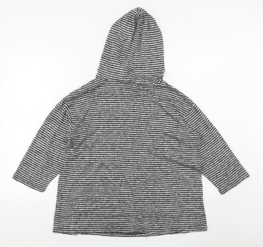 Cha Cha Vente Womens Black Striped Rayon Pullover Hoodie Size XL Pullover