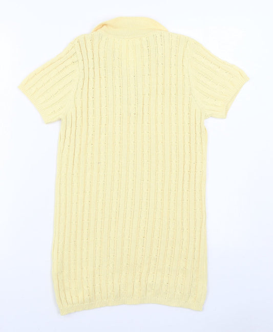 SheIn Girls Yellow Polyester Jumper Dress Size 11-12 Years Collared Button
