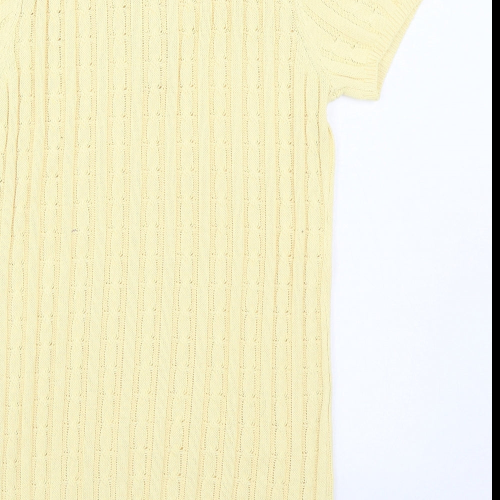 SheIn Girls Yellow Polyester Jumper Dress Size 11-12 Years Collared Button
