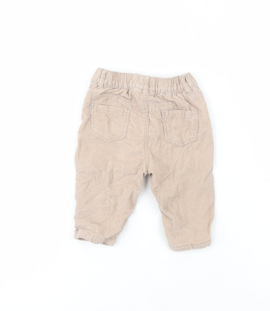 NEXT Boys Beige 100% Cotton Cargo Trousers Size 3-6 Months