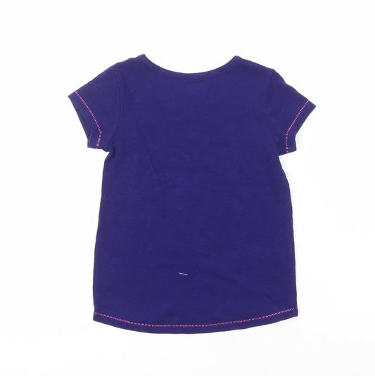 Cherokee Girls Purple Cotton Pullover T-Shirt Size 3-4 Years Crew Neck - Adventure is out there