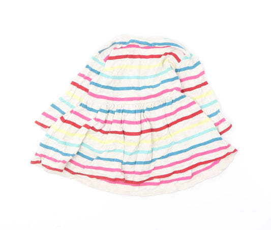 NEXT Girls Multicoloured Striped Cotton Skater Dress Size 6-9 Months Round Neck