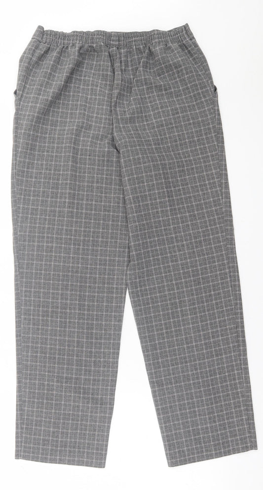 Preworn Womens Grey Plaid Polyester Trousers Size 28 in L26 in Regular