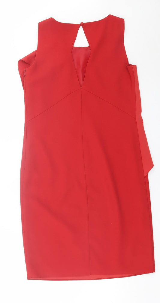 NEXT Womens Red Polyester A-Line Size 8 Crew Neck Button