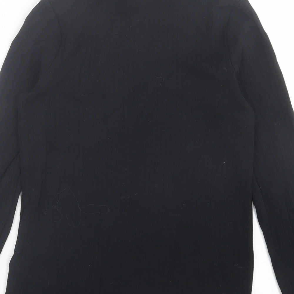 Marks and Spencer Girls Black Cotton Basic Casual Size 12-13 Years Roll Neck Pullover