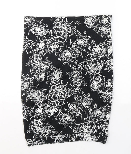 Papaya Womens Black Geometric Cotton A-Line Skirt Size 8