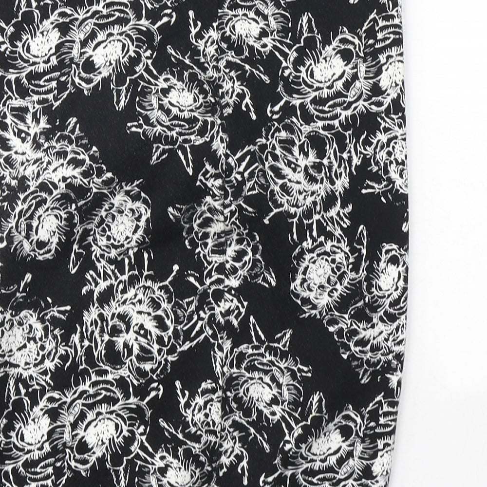 Papaya Womens Black Geometric Cotton A-Line Skirt Size 8