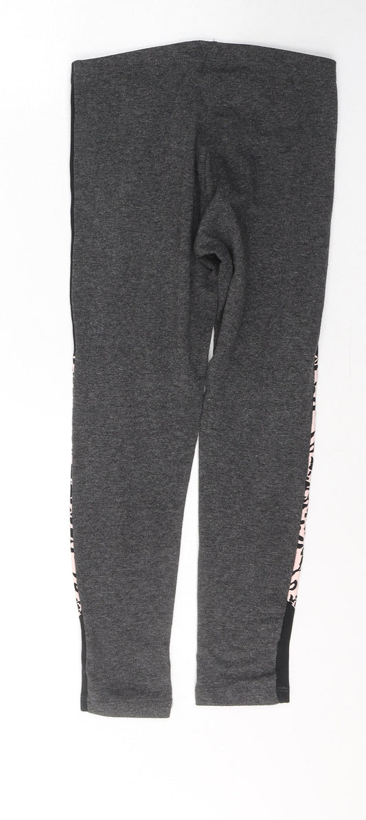 Miss Evie Girls Grey Animal Print Polyester Pedal Pusher Trousers Size 8-9 Years Regular Pullover