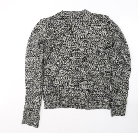 Label Lab Mens Grey Round Neck Acrylic Pullover Jumper Size S