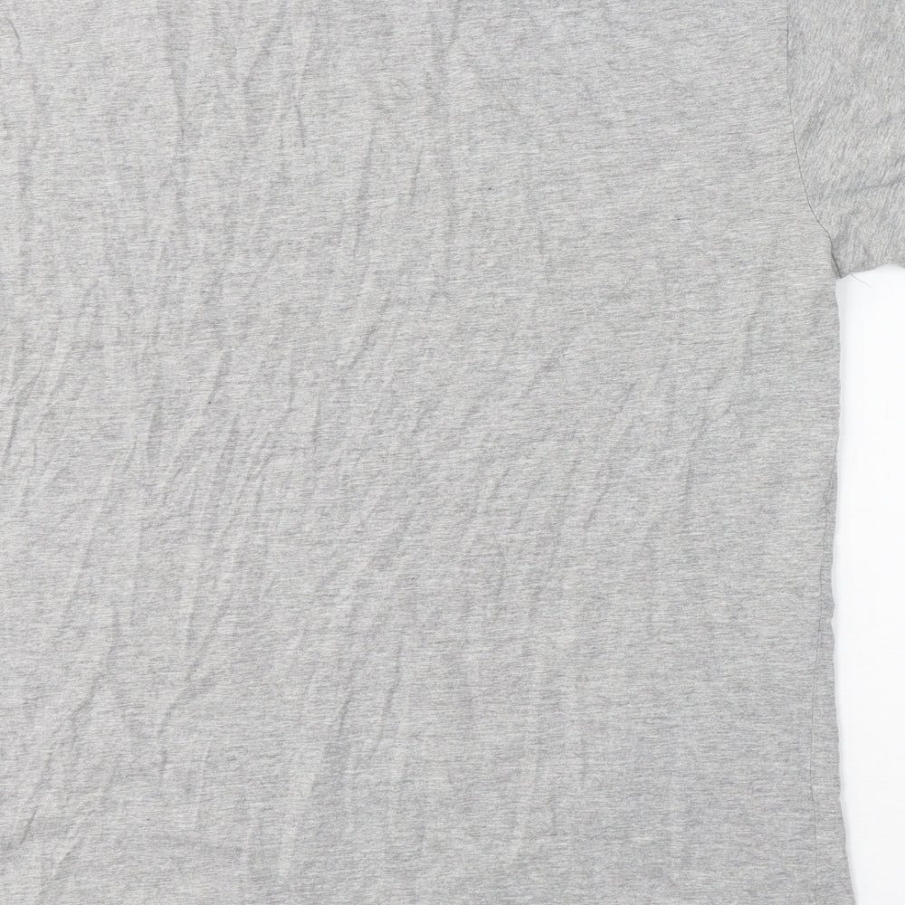 New Look Womens Grey Cotton Basic T-Shirt Size 10 Round Neck
