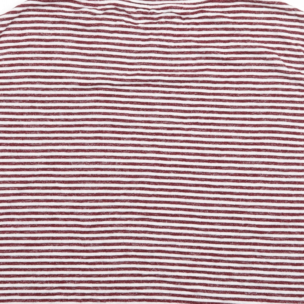 Marks and Spencer Womens Red Round Neck Striped Viscose Pullover Jumper Size L