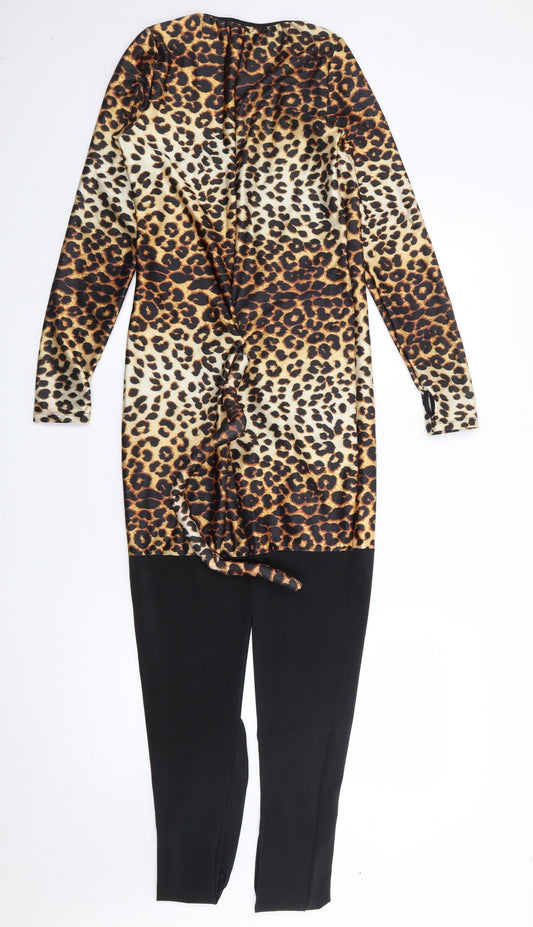 Lovehoney Womens Multicoloured Animal Print Polyester Jumpsuit One-Piece Size S Pullover - Halloween, Cat