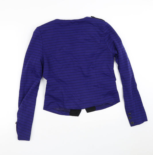 La Morina Womens Purple Striped Jacket Size L