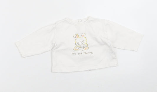 Babybol Girls White Cotton Cardigan Jumper Size 6-9 Months - Bunny