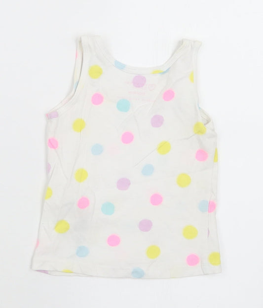 Primark Girls Multicoloured Polka Dot Cotton Basic Tank Size 9-12 Months Round Neck