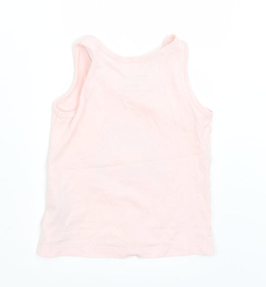Primark Girls Pink Cotton Basic Tank Size 12-18 Months Round Neck - Rainbow