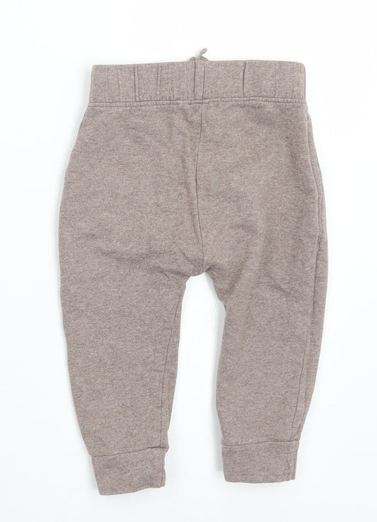 George Boys Brown Cotton Jogger Trousers Size 9-12 Months Drawstring
