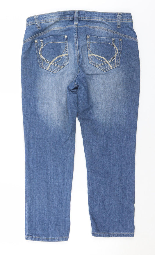 Authentic Clothing Company Womens Blue Cotton Skinny Jeans Size 12 L24 in Regular Button - Cropped