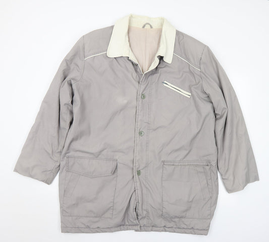 Preworn Mens Grey Parka Coat Size 40 Button