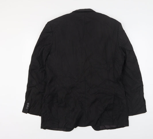 Burton Mens Black Striped Polyester Jacket Suit Jacket Size 42