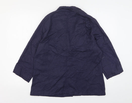 Country Collection Womens Blue Polyester Jacket Blazer Size 16