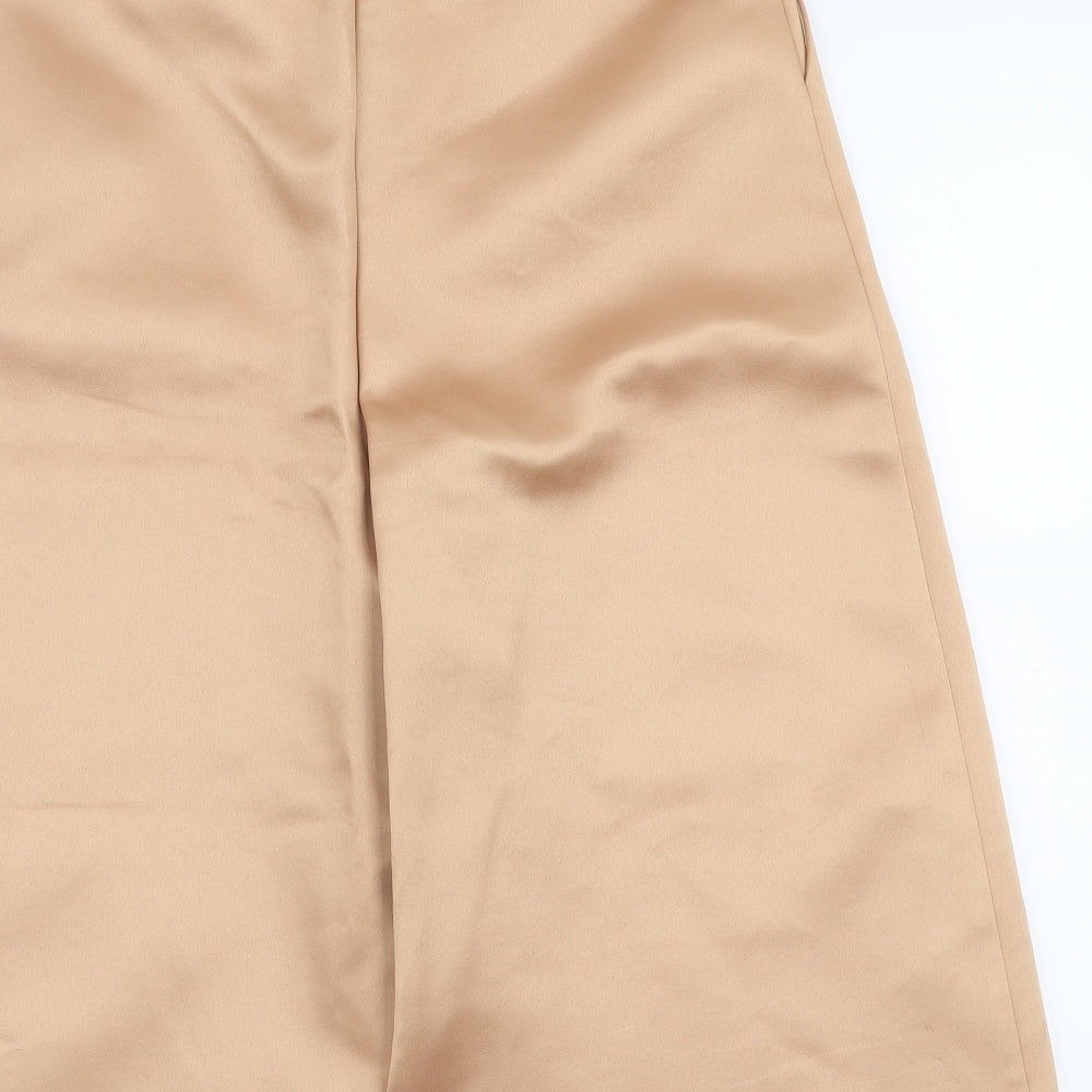 Topshop Womens Gold Polyester Capri Trousers Size 6 Regular Zip