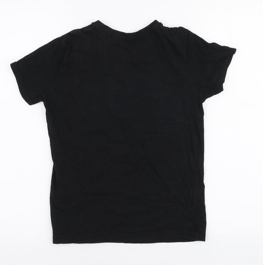 Primark Boys Black 100% Cotton Jersey T-Shirt Size 9-10 Years Round Neck Pullover - Palm springs