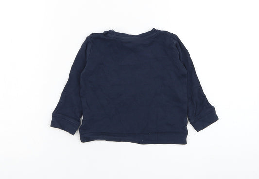 Pep&co Boys Blue Cotton Basic T-Shirt Size 12-18 Months Round Neck Pullover - Slogan