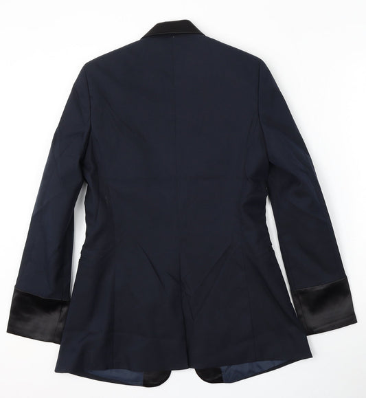 Preworn Womens Blue Polyester Jacket Suit Size 6