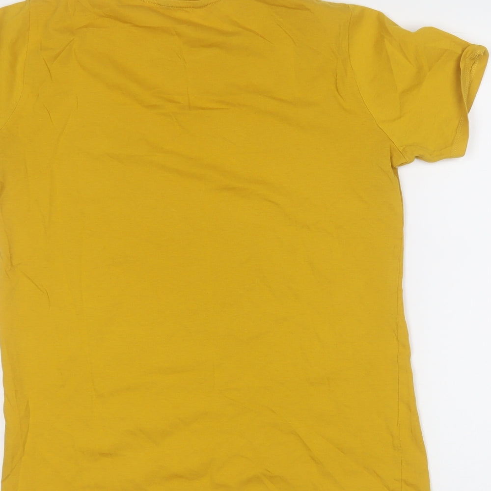 New Look Womens Yellow Cotton Basic T-Shirt Size 8 Round Neck - Have a nice day