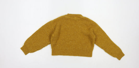 Matalan Girls Yellow Crew Neck Acrylic Pullover Jumper Size 9 Years Pullover