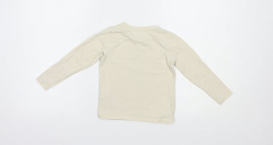 name it Boys Beige Cotton Pullover T-Shirt Size 2-3 Years Crew Neck Pullover - Bear
