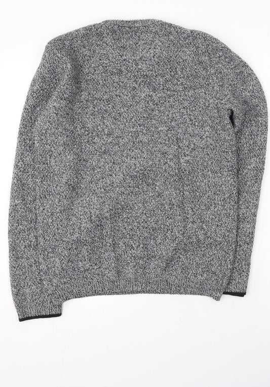 River Island Mens Grey Round Neck Acrylic Pullover Jumper Size S